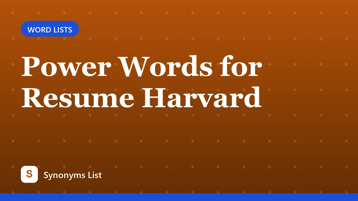 Power Words for Resume Harvard