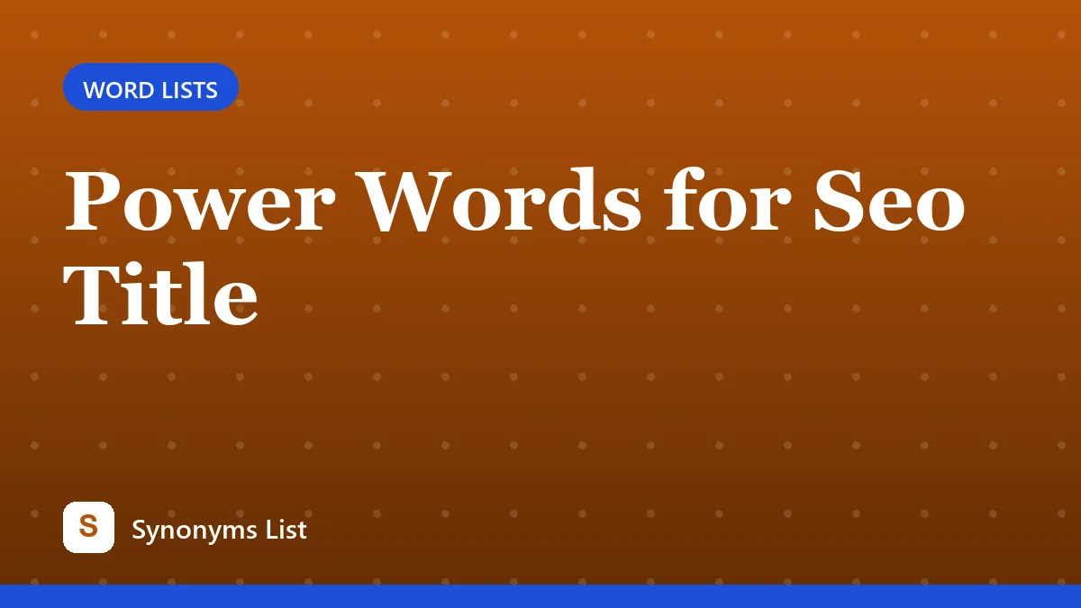 Power Words for Seo Title