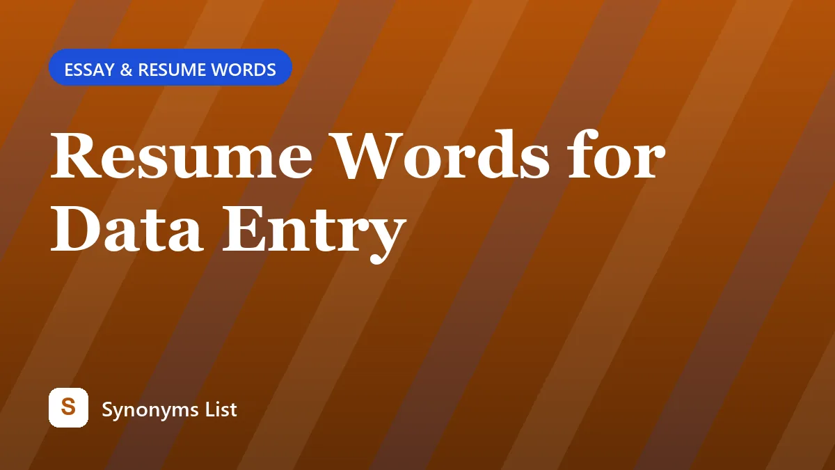 Resume Words for Data Entry