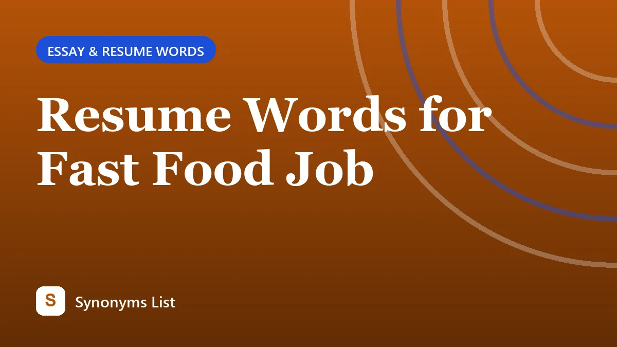 Resume Words for Fast Food Job