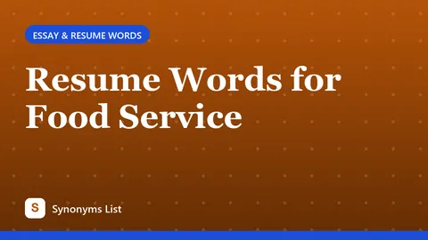 Resume Words for Food Service