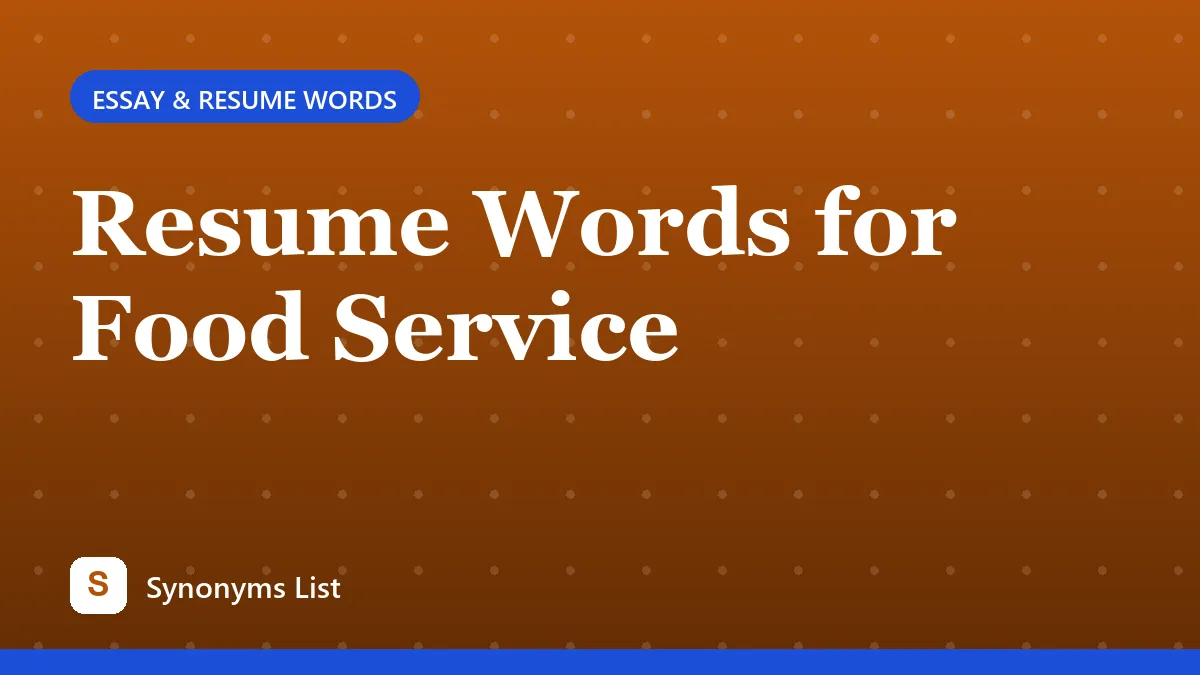Resume Words for Food Service