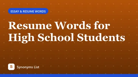 Resume Words for High School Students
