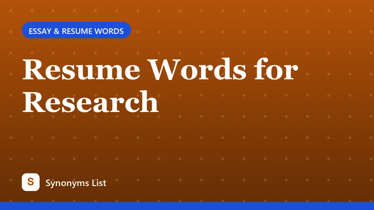 Resume Words for Research