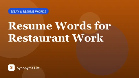 Resume Words for Restaurant Work