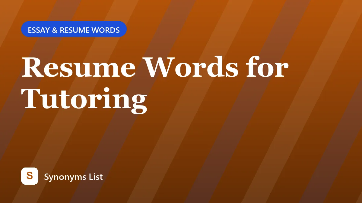 Resume Words for Tutoring