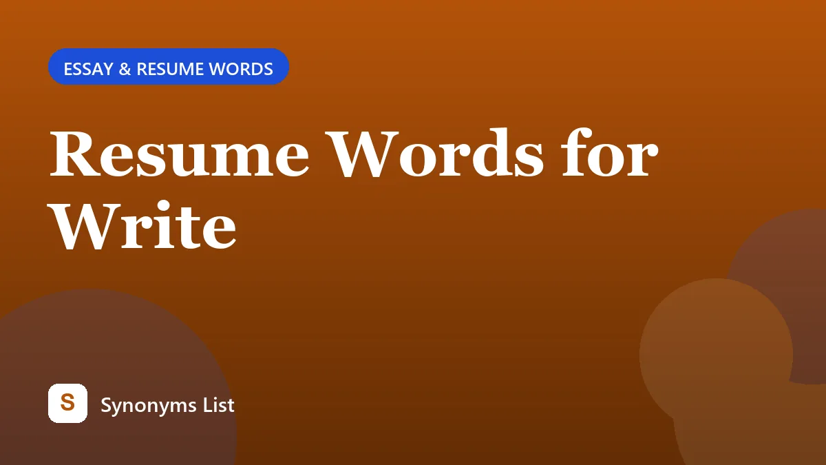 Resume Words for Write