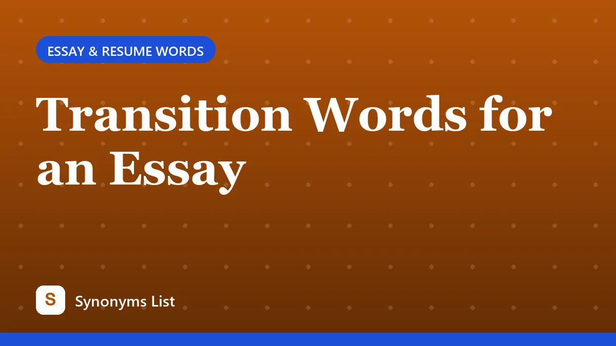 Transition Words for an Essay