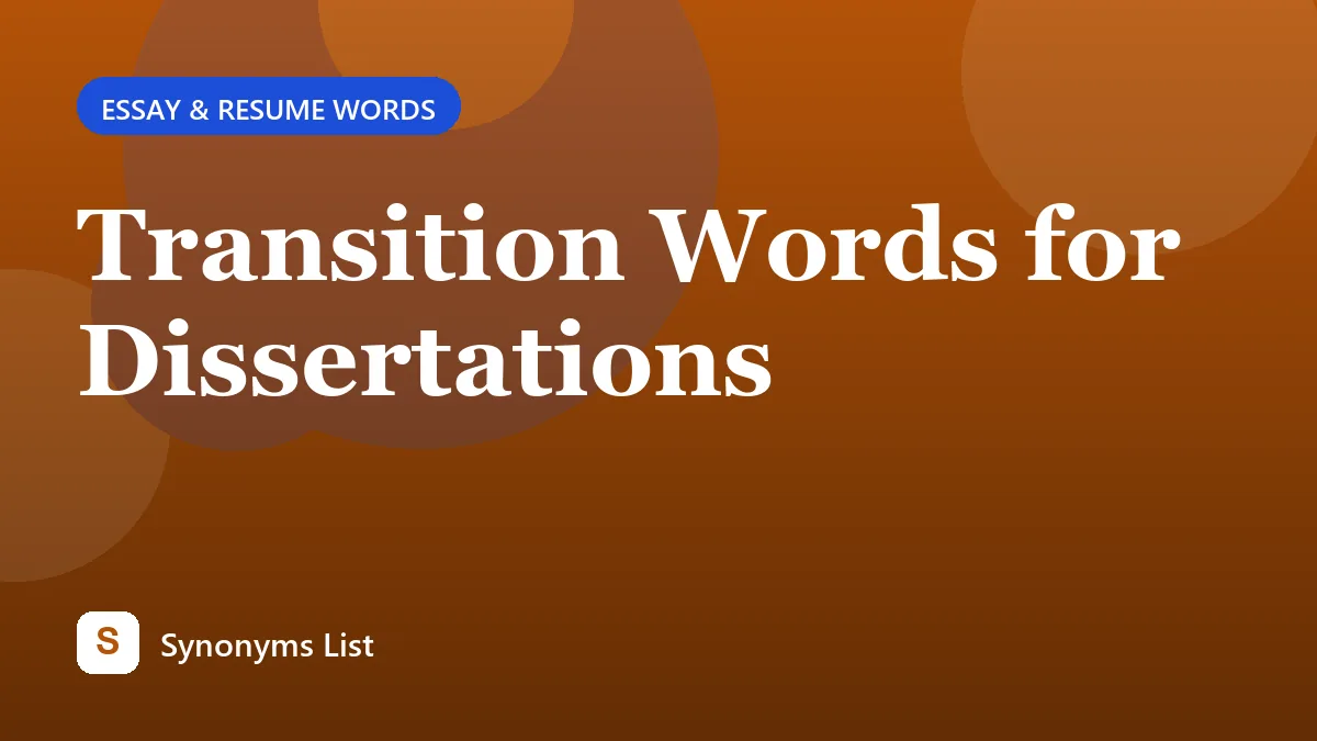 Transition Words for Dissertations