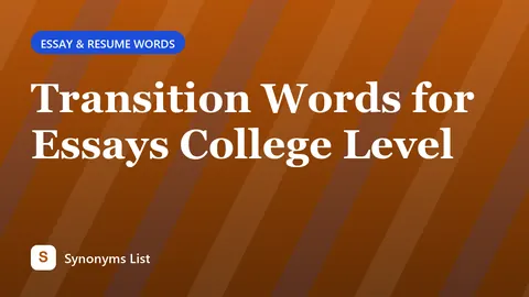 Transition Words for Essays College Level