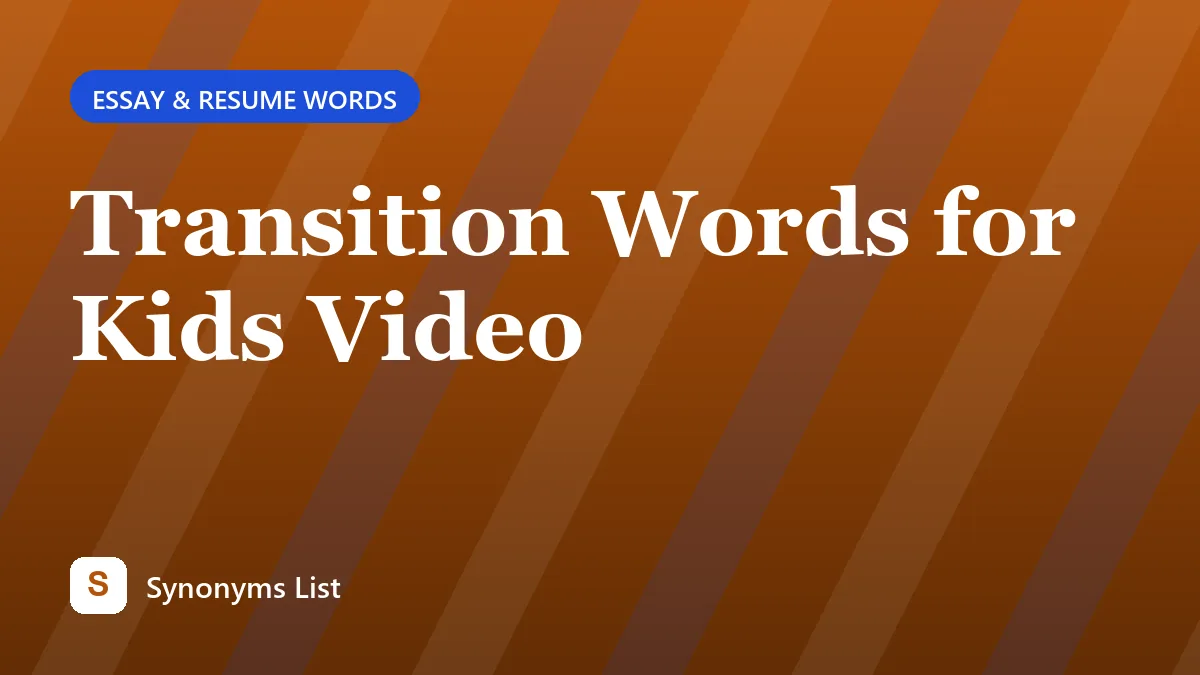 Transition Words for Kids Video