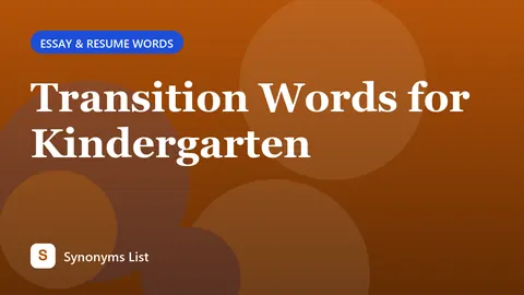 Transition Words for Kindergarten