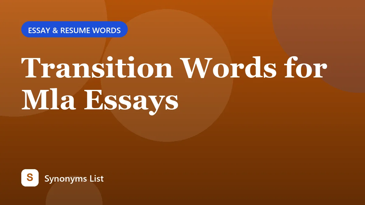 Transition Words for Mla Essays