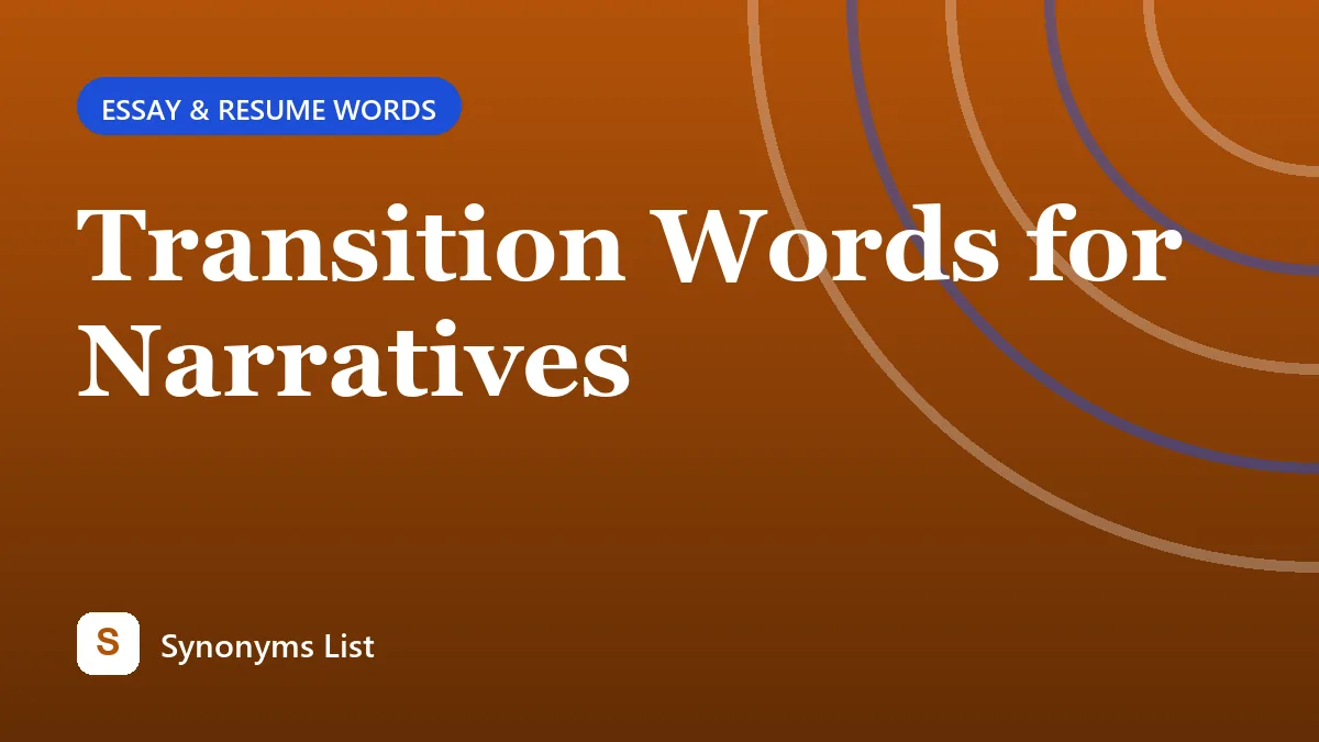 Transition Words for Narratives
