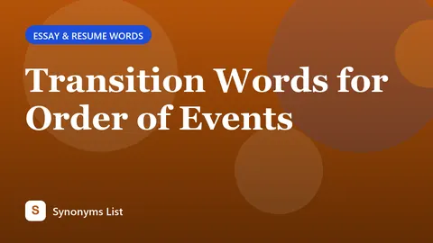 Transition Words for Order of Events