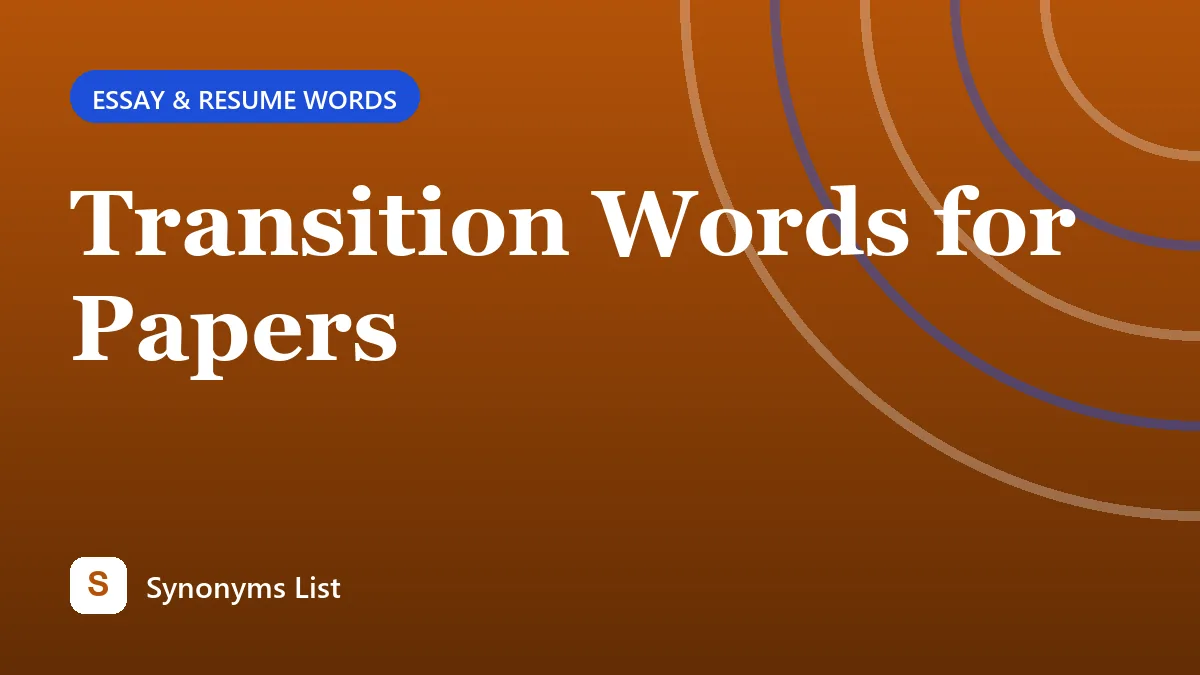 Transition Words for Papers