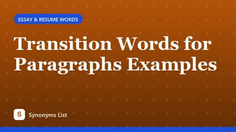 Transition Words for Paragraphs Examples
