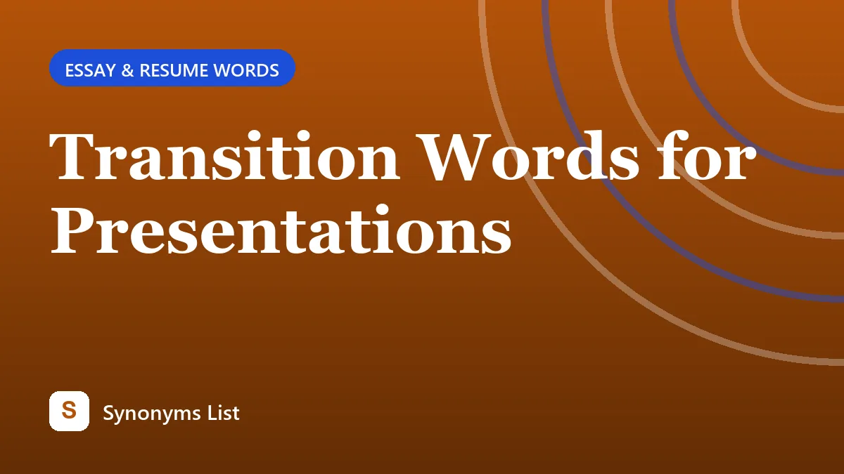 Transition Words for Presentations