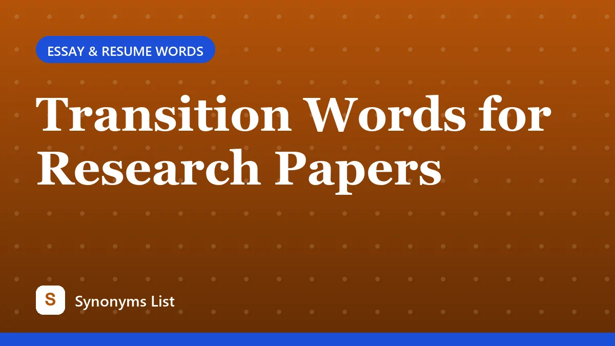 Transition Words for Research Papers