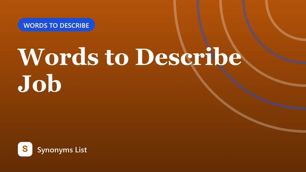Words to Describe Job